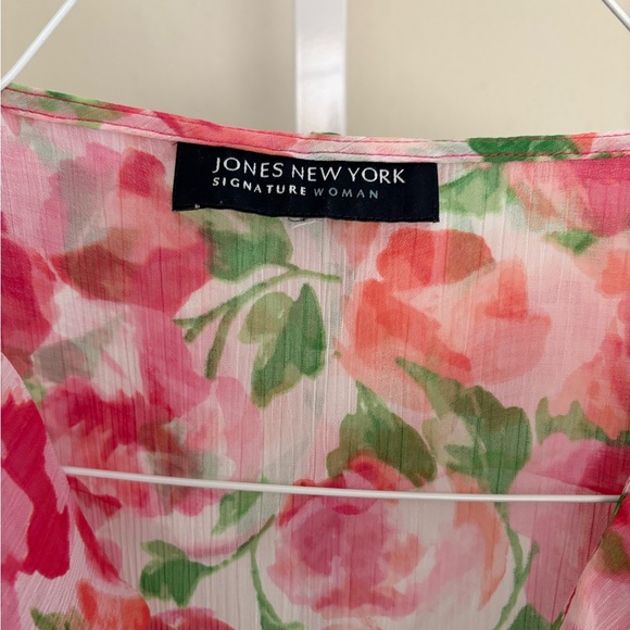Jones New York Pink and Green Floral Blouse - Picture 2 of 4